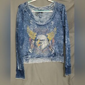 Affliction Blue and Yellow Graphic Sweatshirt